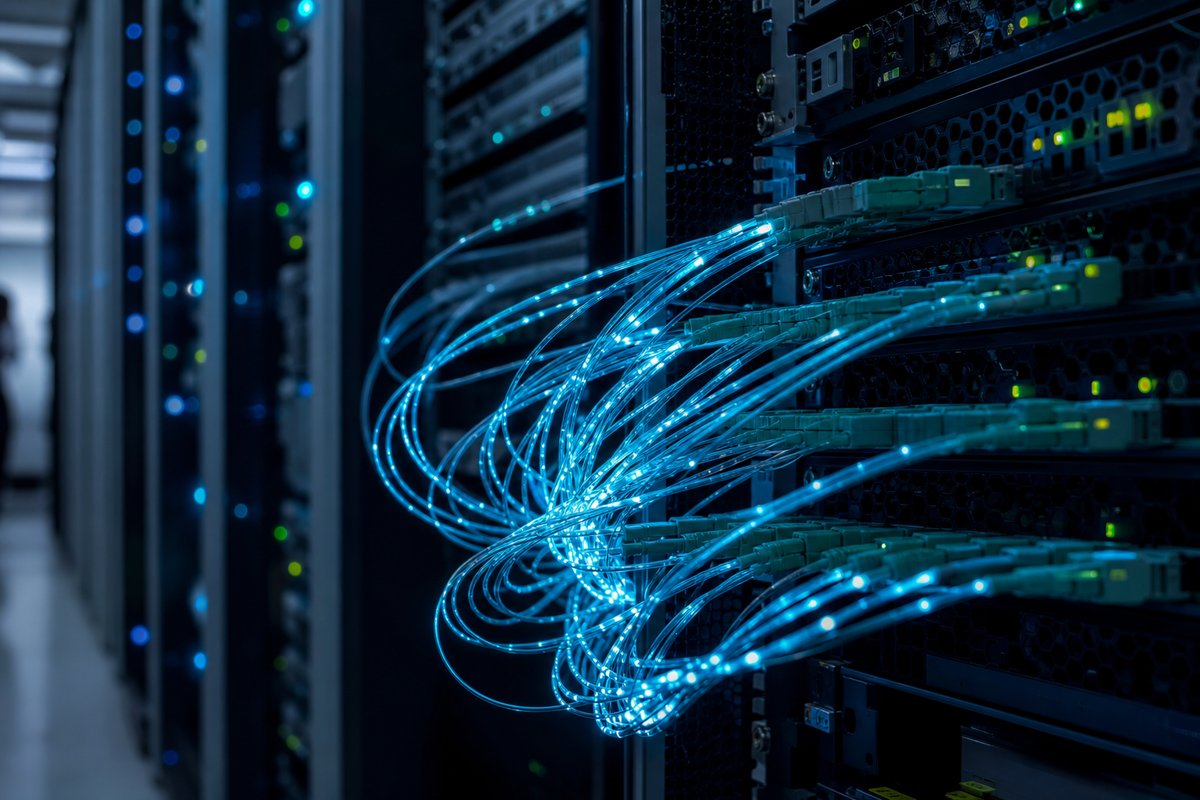 Abstract fibre-optic data transfer visualisation