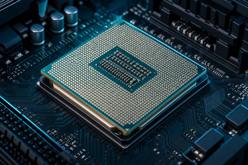 Performance benchmarks — processor chip close-up